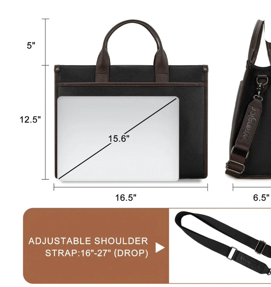 Wrangler Carry-All Large Tote Work Tote /Crossbody - Black