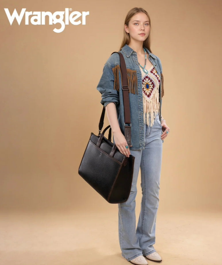 Wrangler Carry-All Large Tote Work Tote /Crossbody - Black
