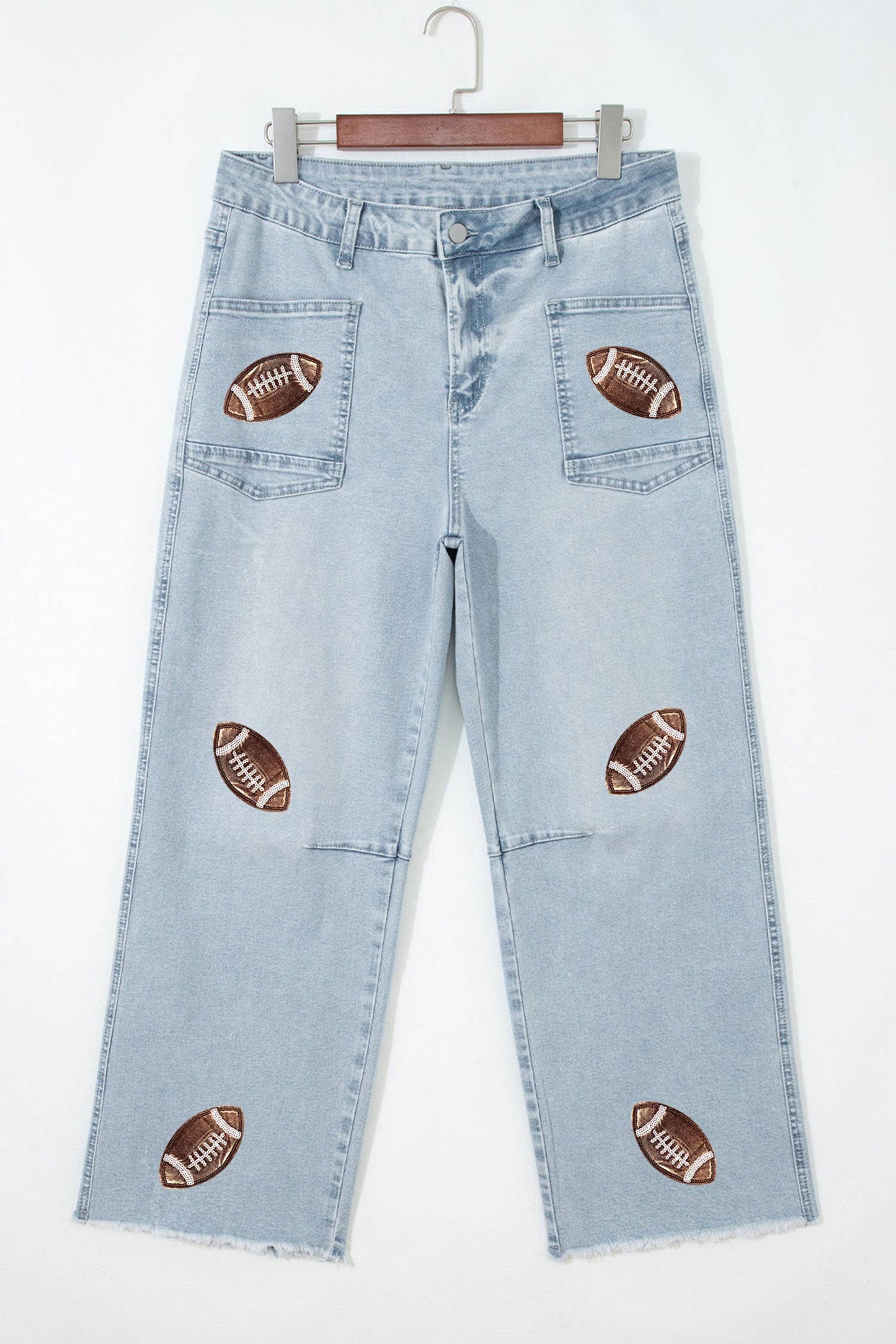 66 Sequin Game Day Patched Rugby Pattern Shift Jeans (4-16)