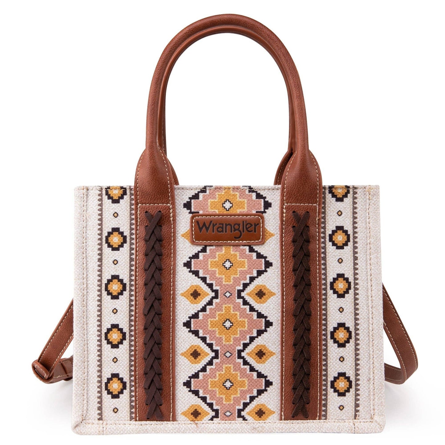 Wrangler Southwestern  Print Small Canvas Tote/Crossbody - Coffee: Coffee