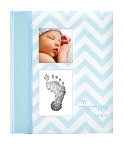 Chevron Baby Book and Clean-Touch Ink Pad Kit: Blue