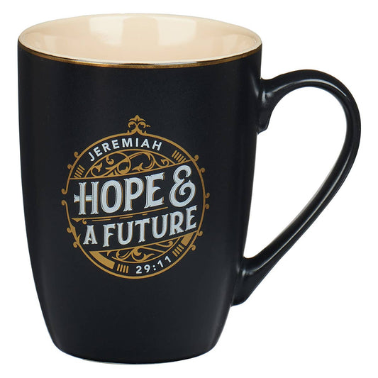 Hope and a Future Black and Gold Ceramic Mug - Jeremiah 29:1