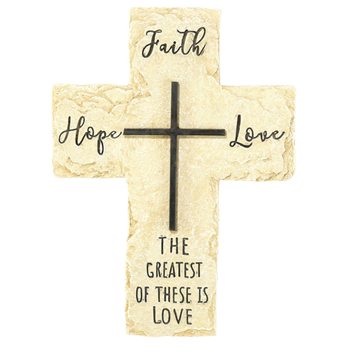 Wall Cross Faith Hope Love Resin 9.75in