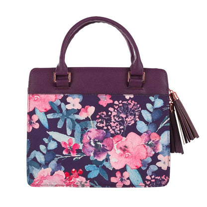 Blessed Purple Floral Faux Leather Purse-style Bible Cover: Large