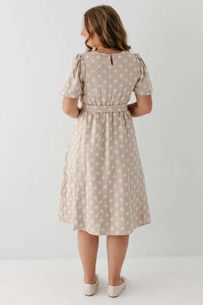 Ramona Fall Embroidered Flower Midi Dress