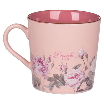 Mug Pink Two-tone Floral More Precious Prov. 31:10