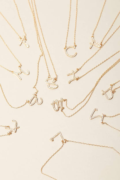 Cursive Initial Alphabet Pendant Necklaces: One Size / S