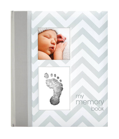 Chevron Baby Book and Clean-Touch Ink Pad Kit: Blue