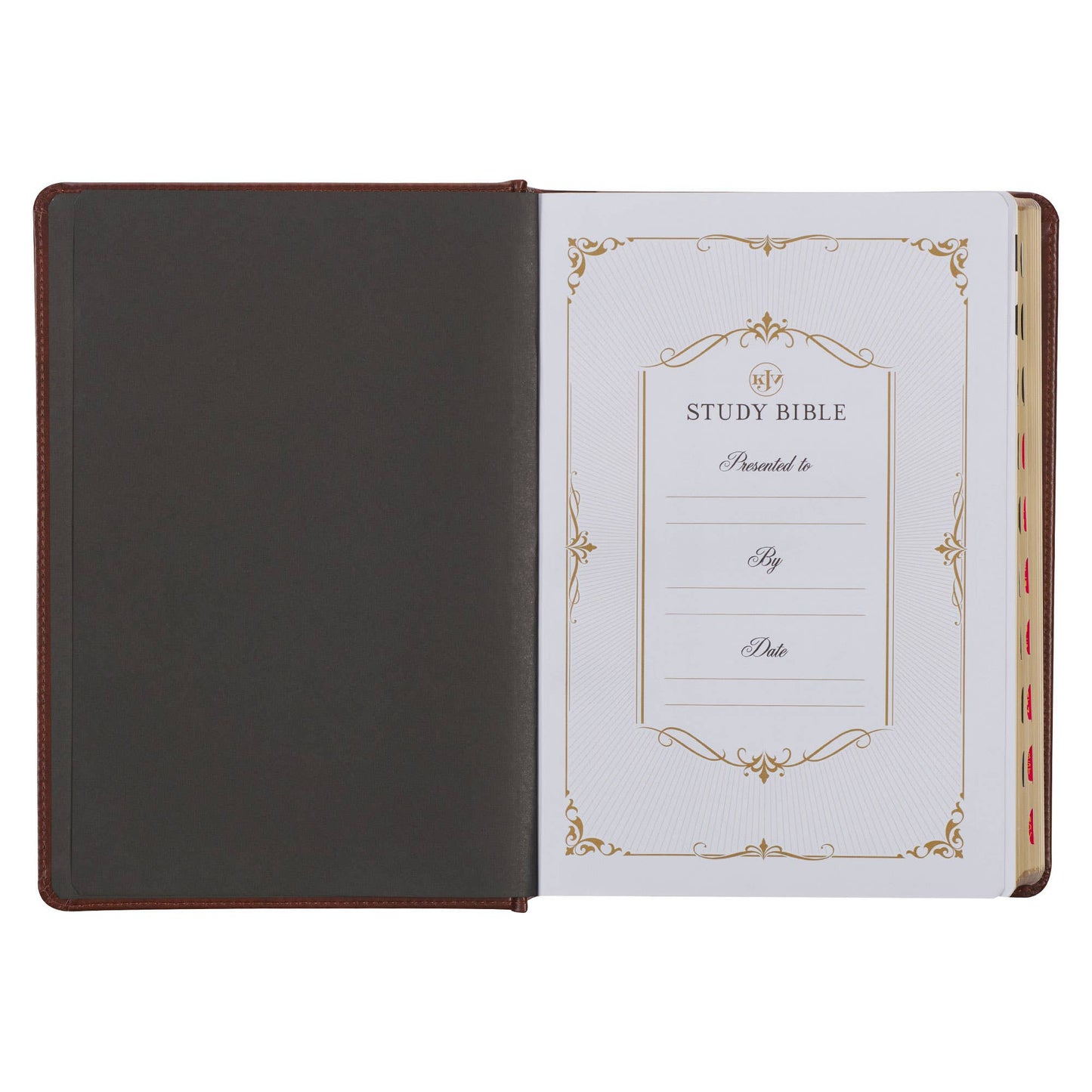 Two-tone Faux Leather Hardcover KJV Study Bible w/tabs