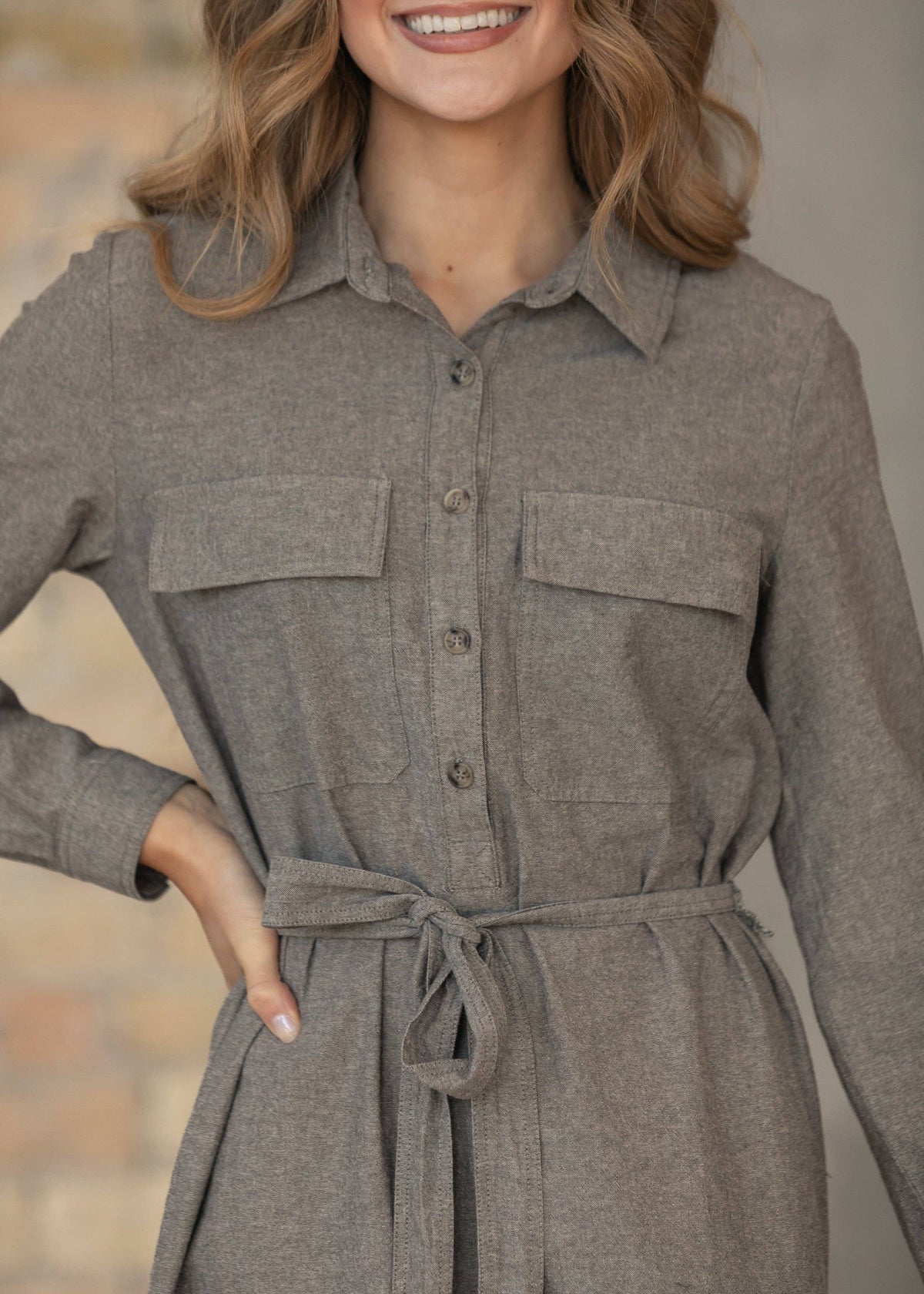 Kimberly Brown Plaid Shirt Dress