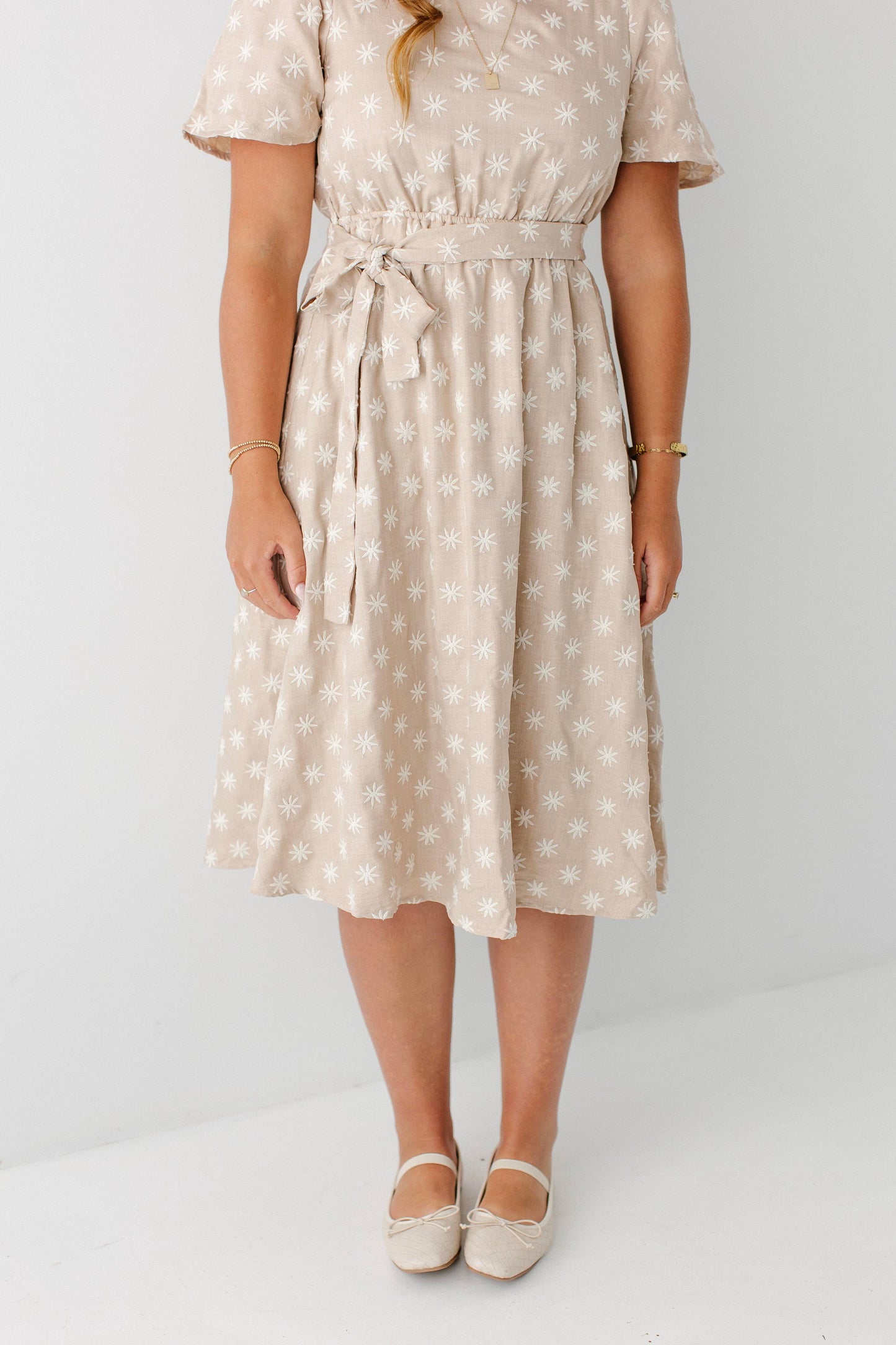 Ramona Fall Embroidered Flower Midi Dress