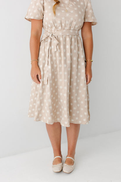 Ramona Fall Embroidered Flower Midi Dress