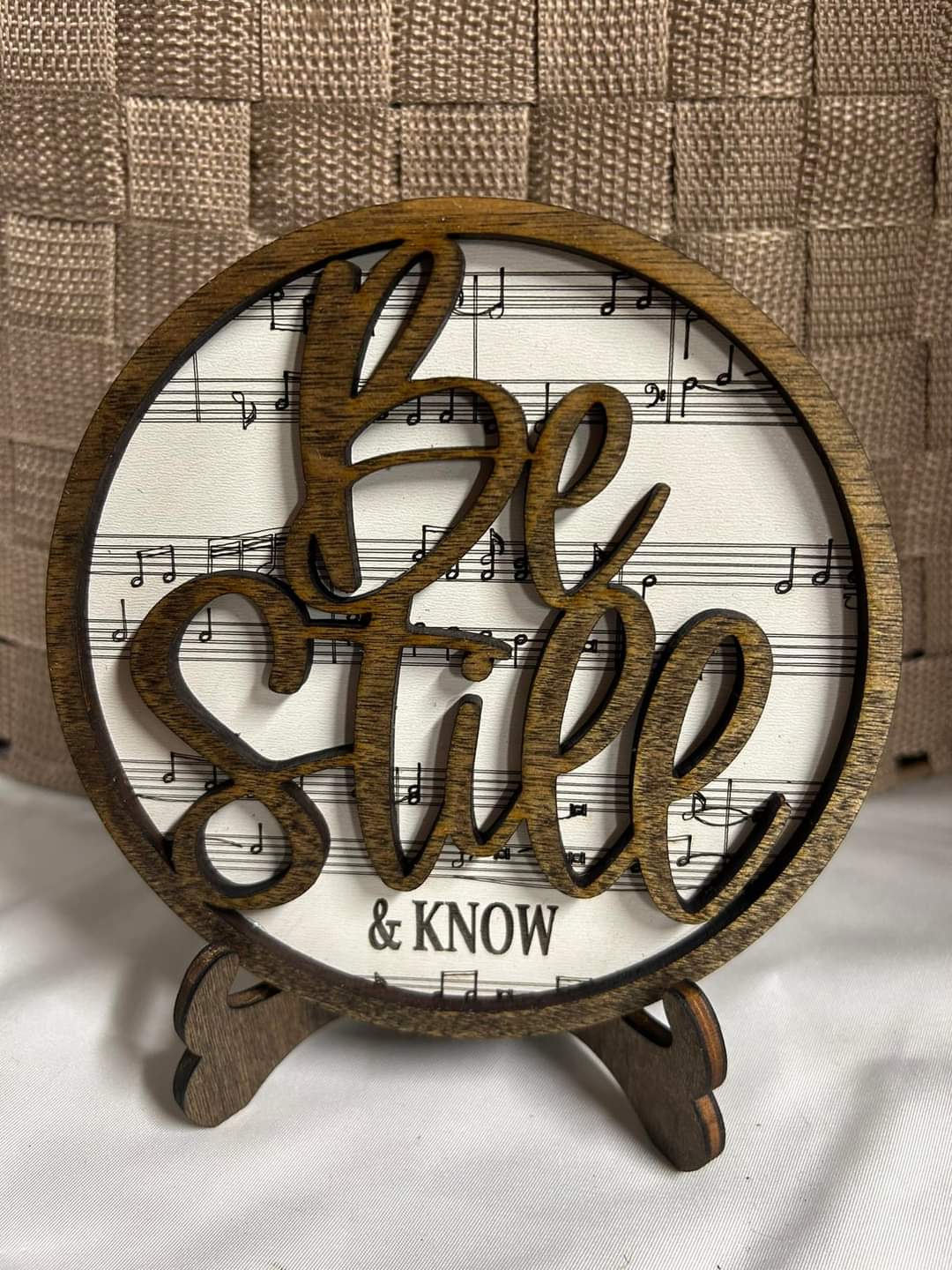 Beautiful Wooden Decor w/Stand "Be Still & Know"