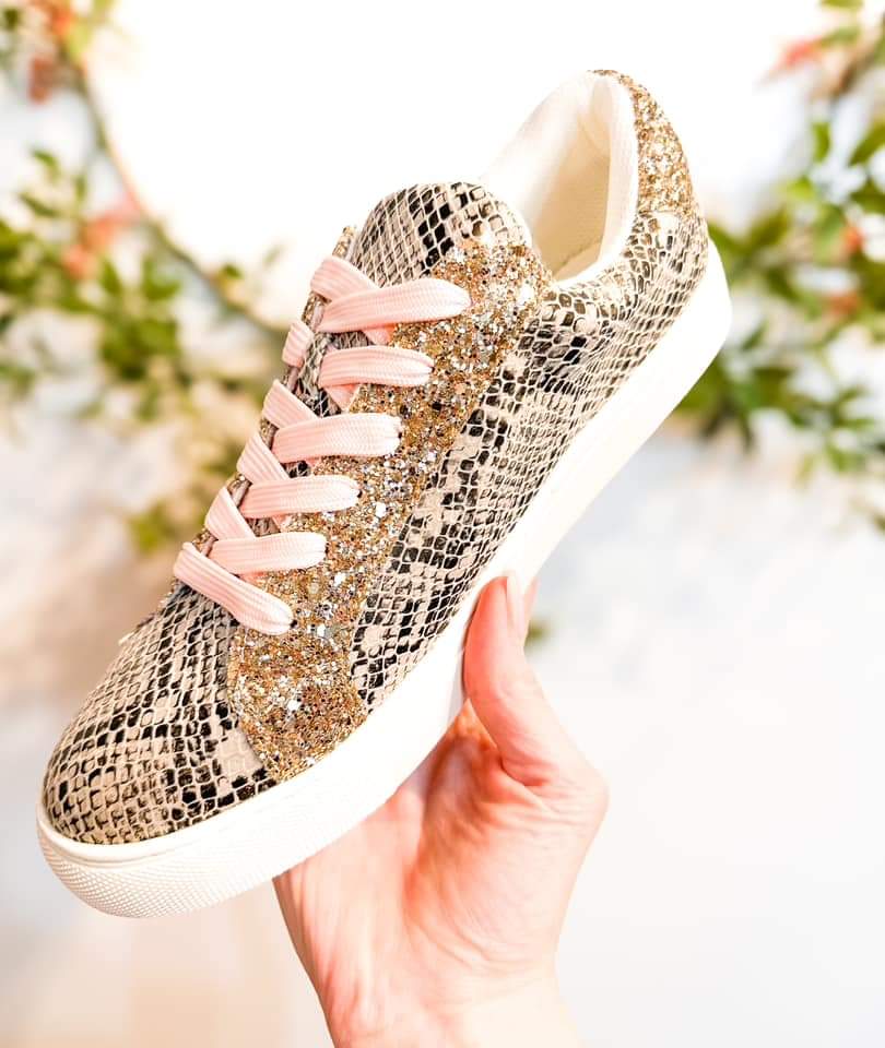 Corky's Hey Girl Supernova Python & Gold Glitter Sneakers