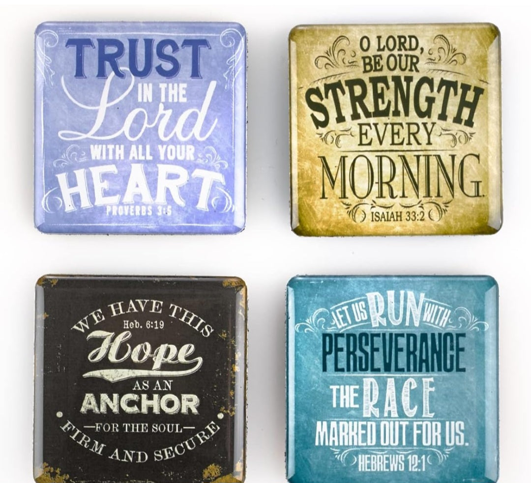 Christian Art Gifts Vintage Refrigerator Magnets | Retro Blessings w Bible Verses| Inspirational Fridge Magnet