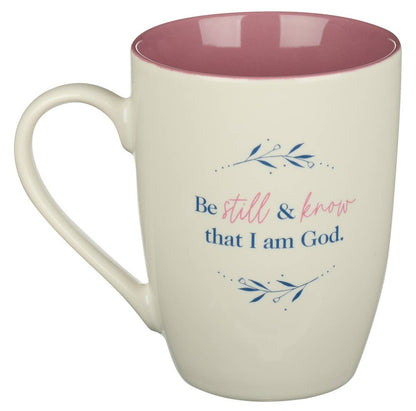 " Be Still" Mauve Watercolor Ceramic Coffee Mug Psalms 46:10