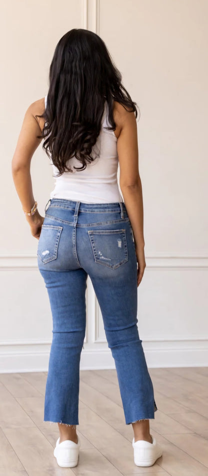 The Maya Mid Wash Slit Jeans