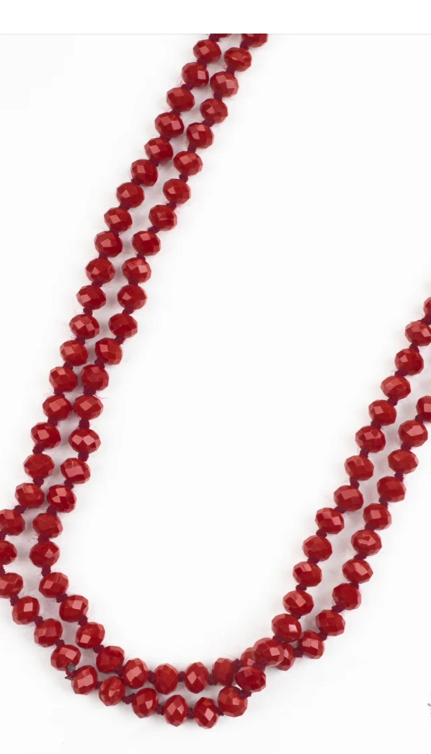 The Essential 60" Double Wrap Beaded Necklace, Crimson 8mm - True Red / One Size