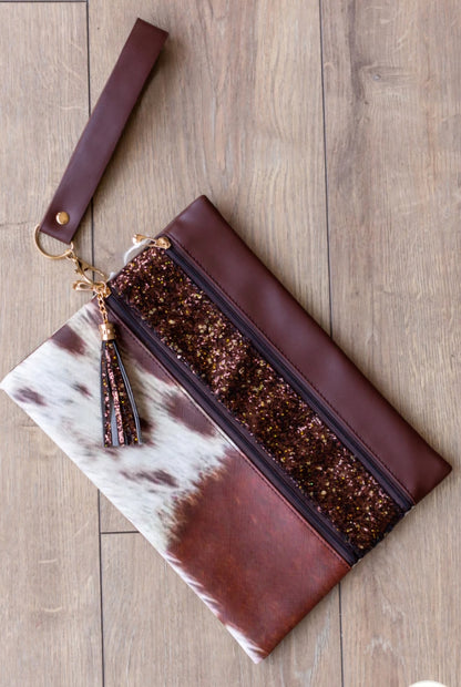 Cowhide Faux Sequin Versi Bag