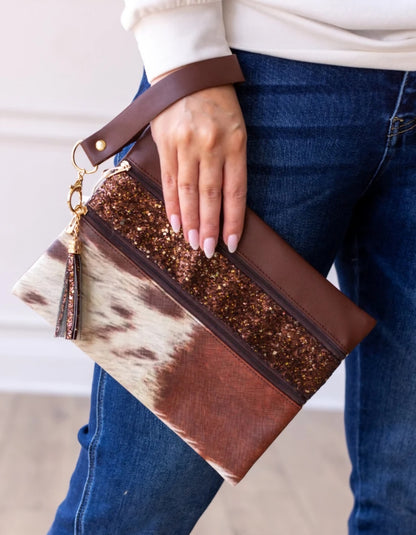 Cowhide Faux Sequin Versi Bag