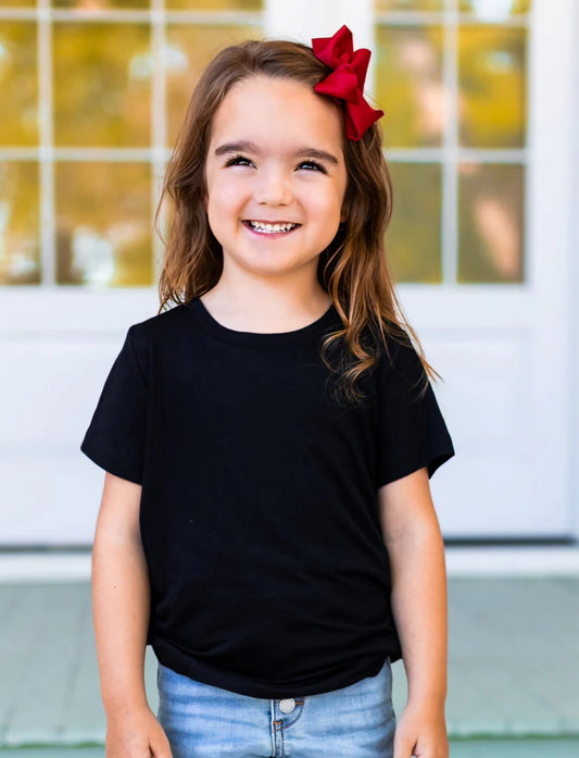 GIRLS' BLACK CREWNECK TEE