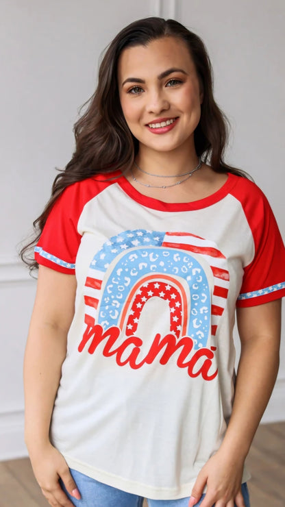 MAMA PATRIOTIC RAINBOW TEE