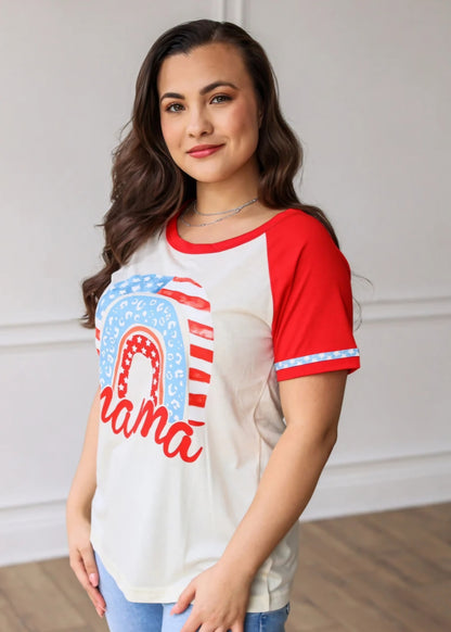 MAMA PATRIOTIC RAINBOW TEE