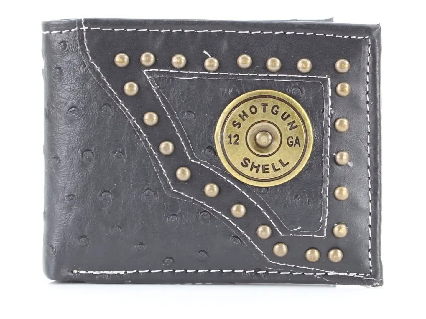 American Bison vegan Concho Bifold w Shotgun Shell Medallion