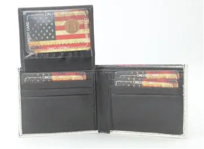 Distressed American Flag Vegan Leather Bifold Wallet with Matching Gift Box