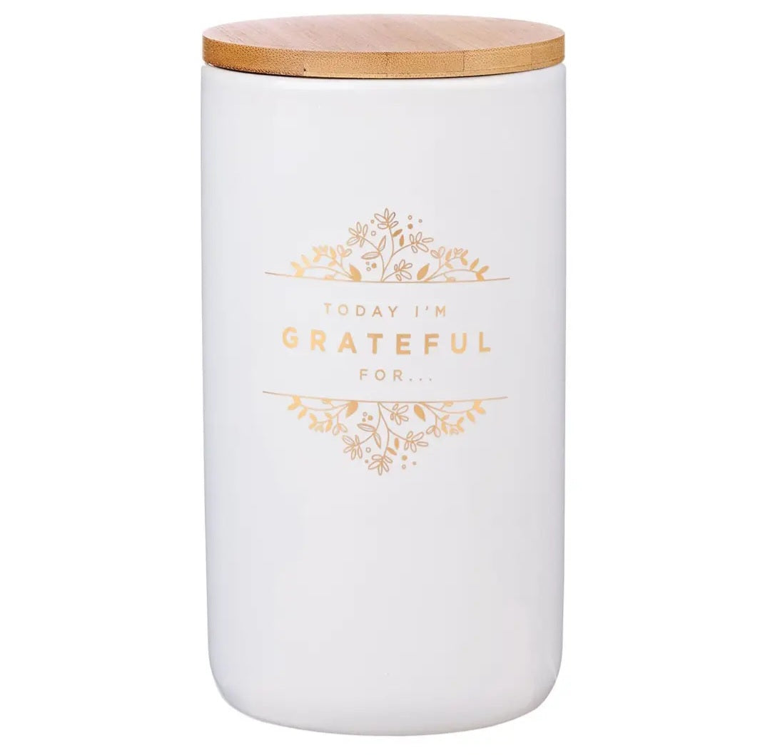 Gratitude Jar With Cards Ceramic "Today I'm Grateful For"