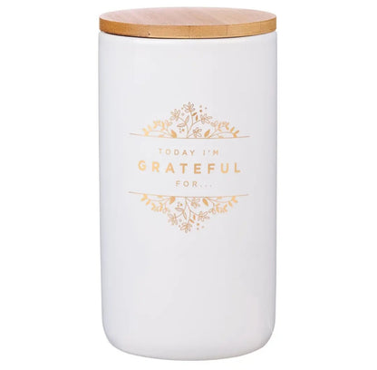 Gratitude Jar With Cards Ceramic "Today I'm Grateful For"