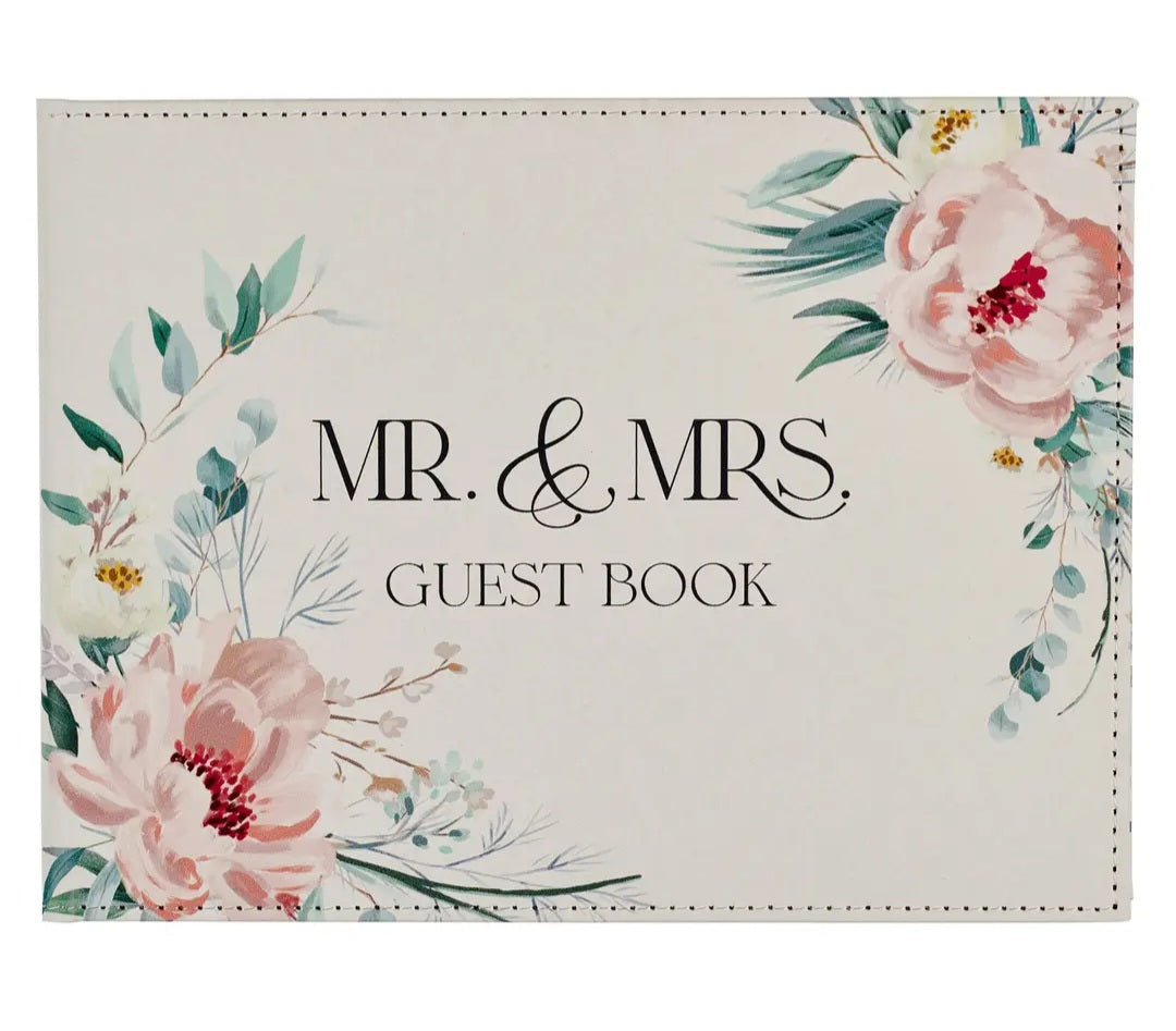 Mr. & Mrs. Floral Wedding Guest Book 1 John 4:19