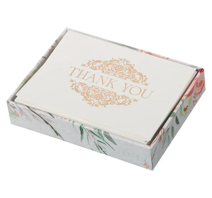 Thank You Gold Filigree Boxed Note Card Set 20 count box