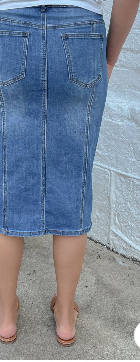 Jupe de Abby WRENLEY PANEL DENIM SKIRT IN MD. WASH