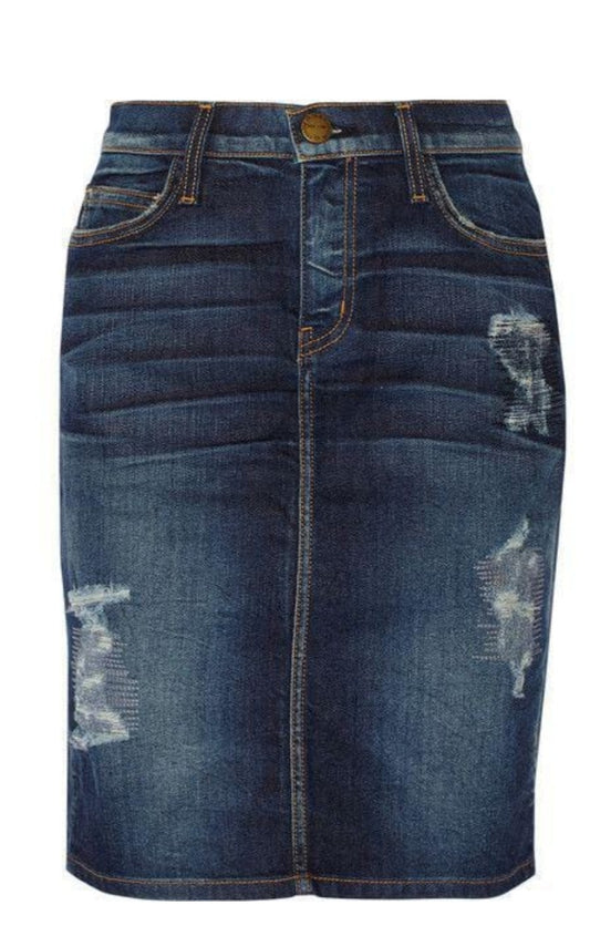 Jupe de Abby JESSICA DISTRESSED DARK WASH DENIM SKIRT