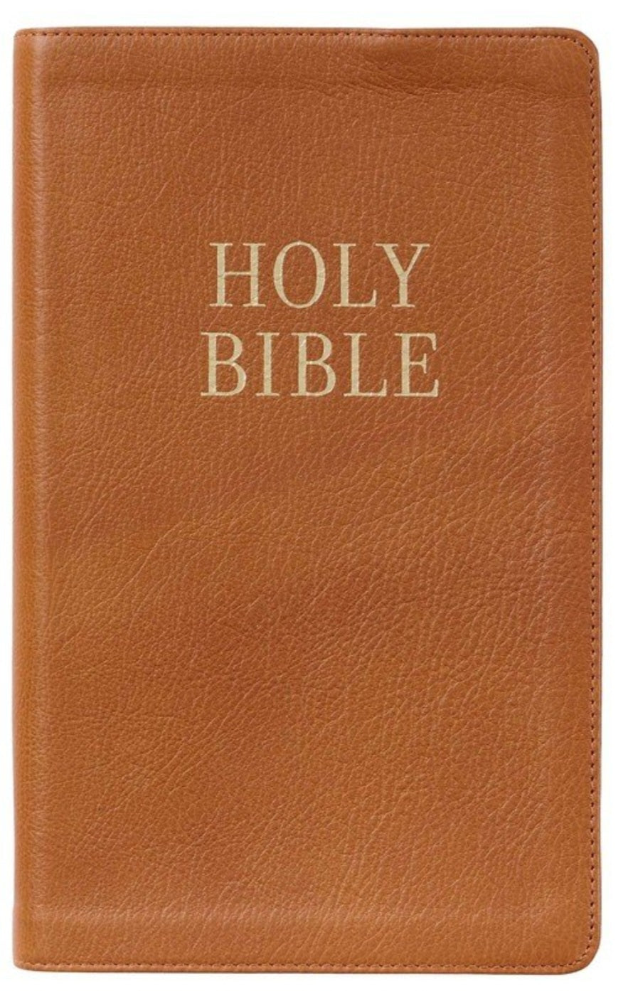 KJV Giant-Print Bible--genuine leather, toffee brown