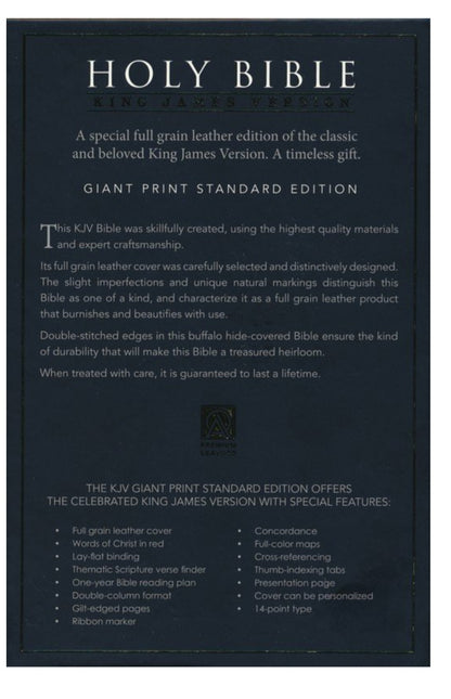 KJV Giant-Print Bible--genuine leather, toffee brown