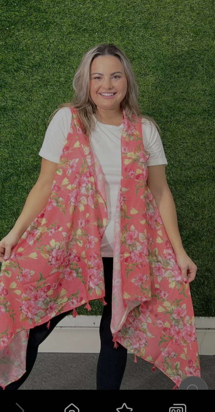 The Pink Floral  Vest One Size Fits All