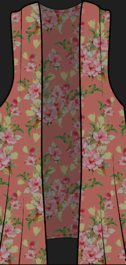 The Pink Floral  Vest One Size Fits All