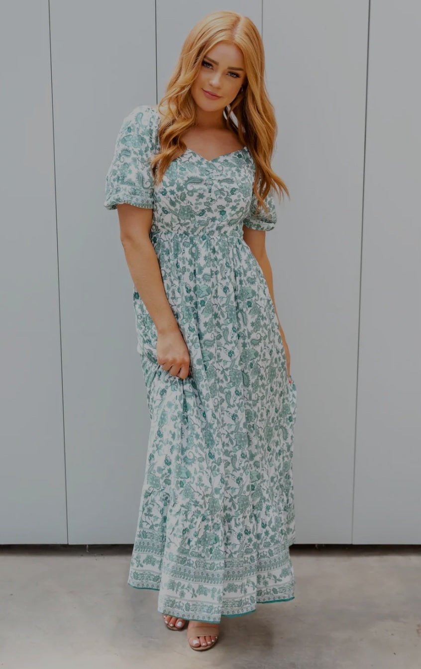 Mikarose The Brea Dress In Matcha Floral