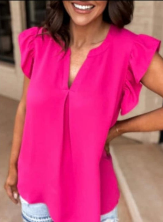 Ladies Hot Pink Sleeveless Top