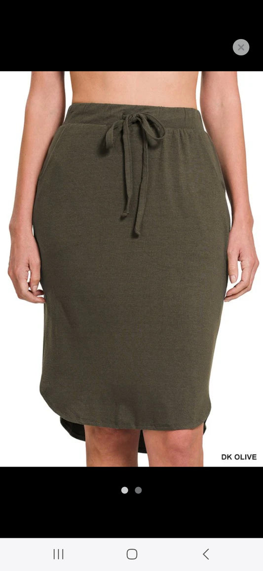 Zenana Self Tie Tulip Hem Skirt