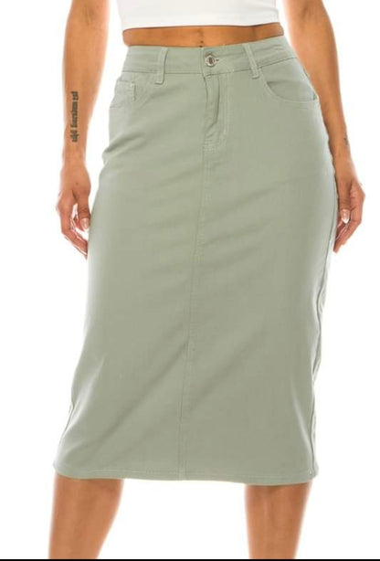 Brooklyn Twill Skirt in Sage- Misses and Plus