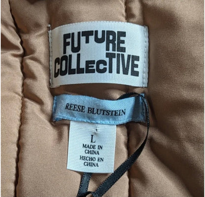 Future Collective Reese Women's Plus Winter Mini Puffer Trench Coat Jacket