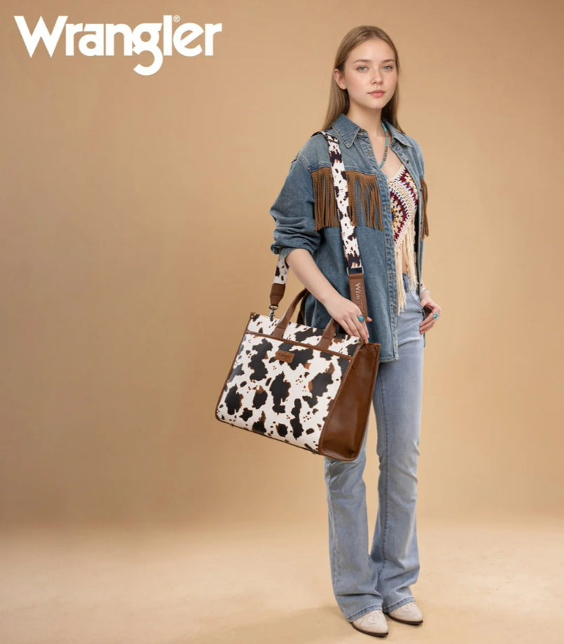 Wrangler Carry-All Large Tote Work Tote /Crossbody - Cow-Brown