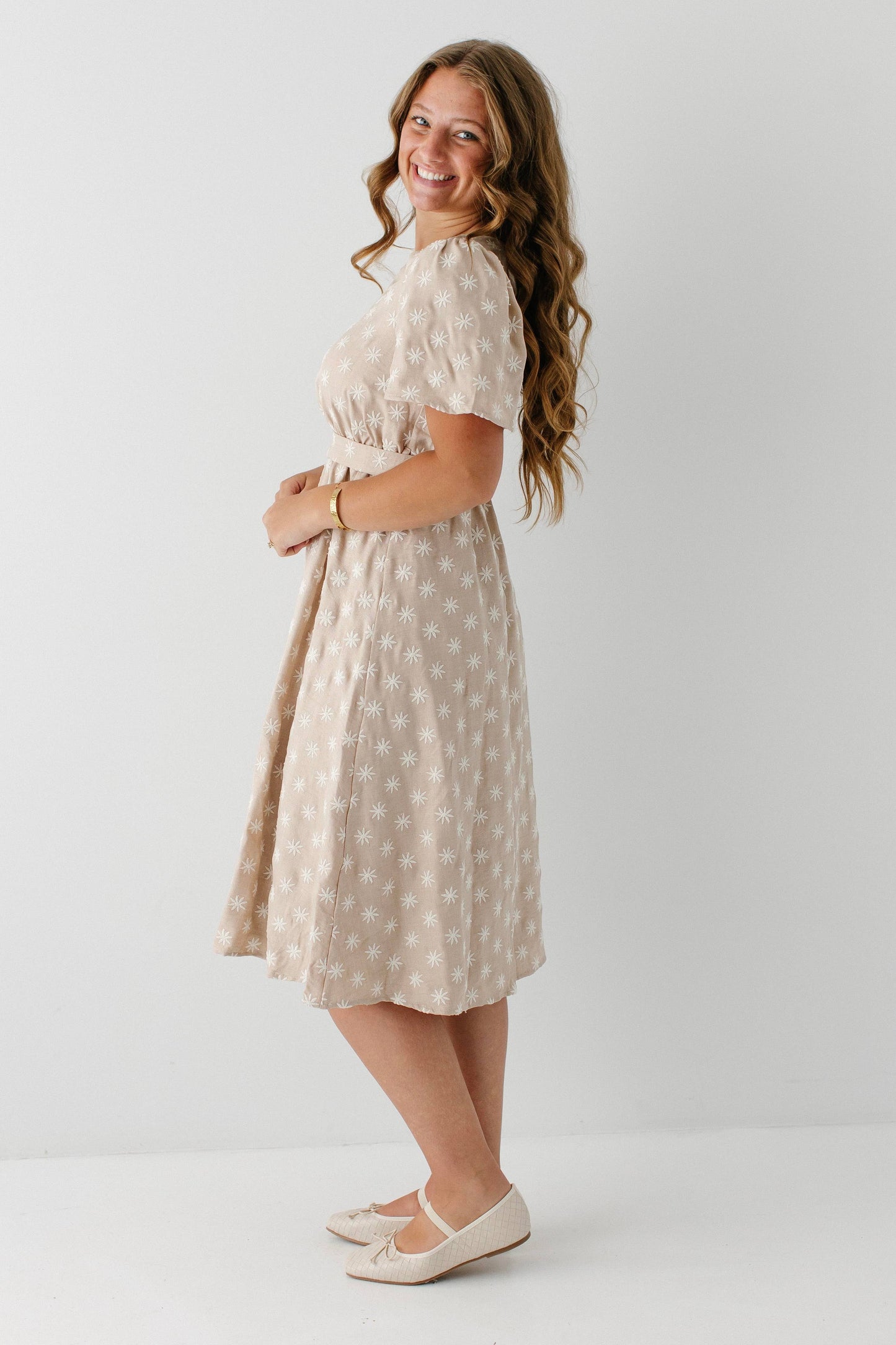 Ramona Fall Embroidered Flower Midi Dress