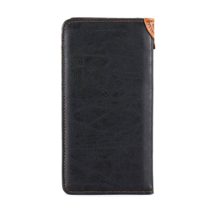 MW-612  Embossed Floral  Men's Bifold Long PU Leather Wallet: Black