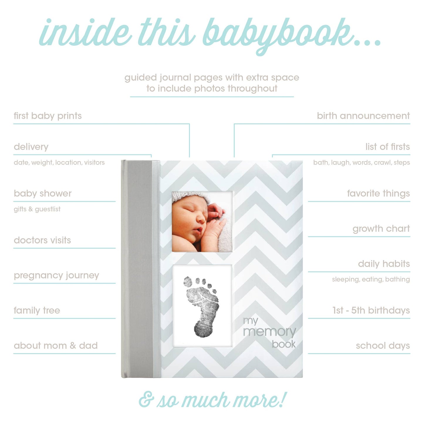 Chevron Baby Book and Clean-Touch Ink Pad Kit: Blue