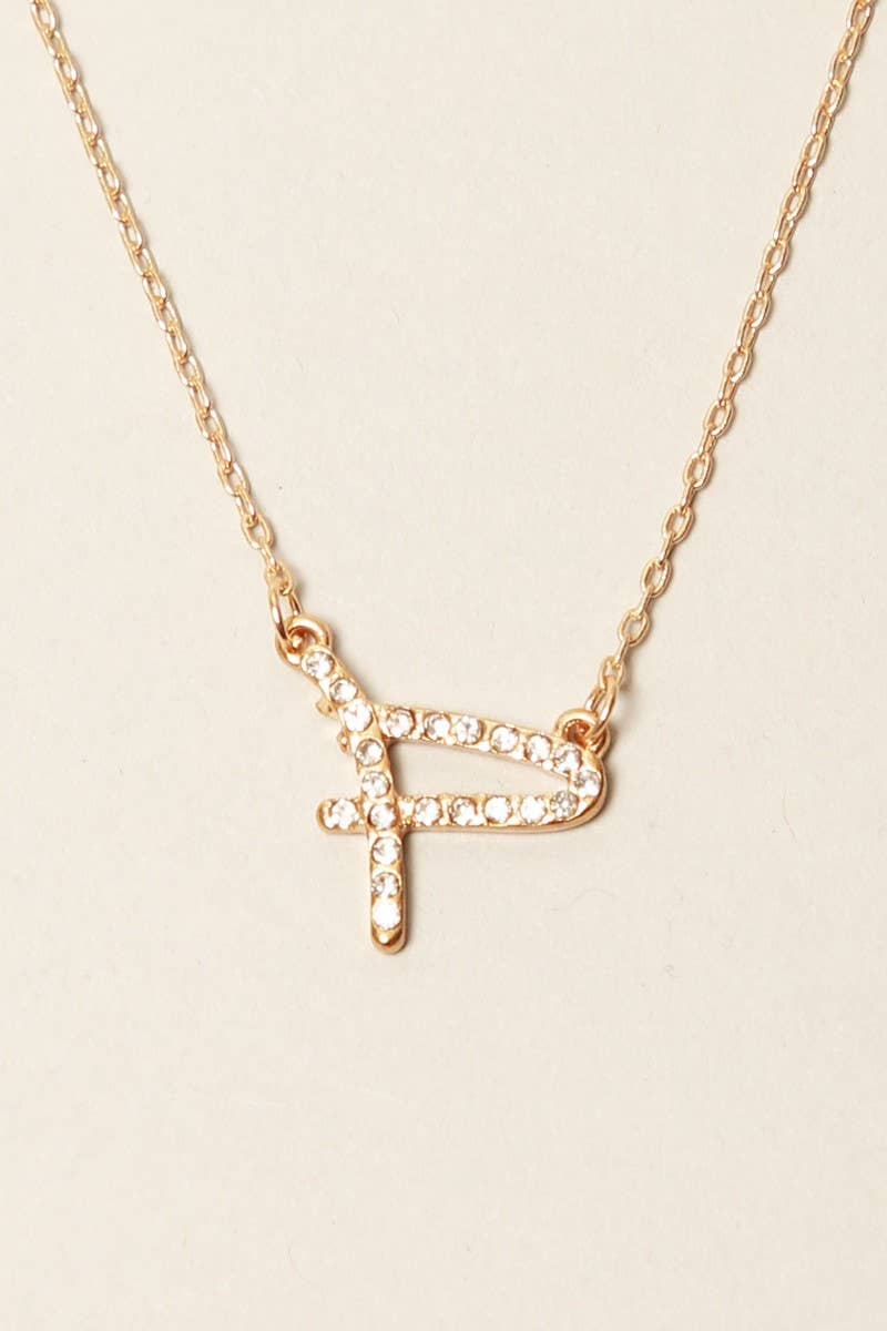 Cursive Initial Alphabet Pendant Necklaces: One Size / M