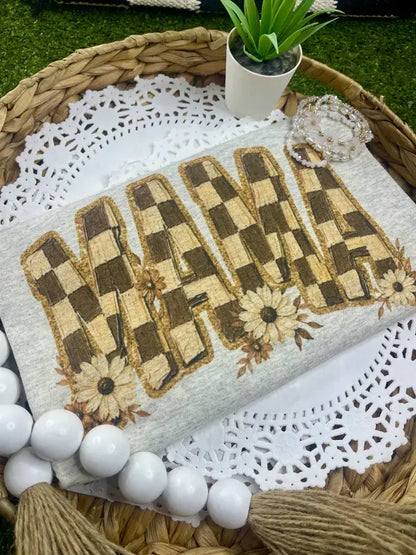 Brown Checkered Mama (Sublimation T-Shirt)